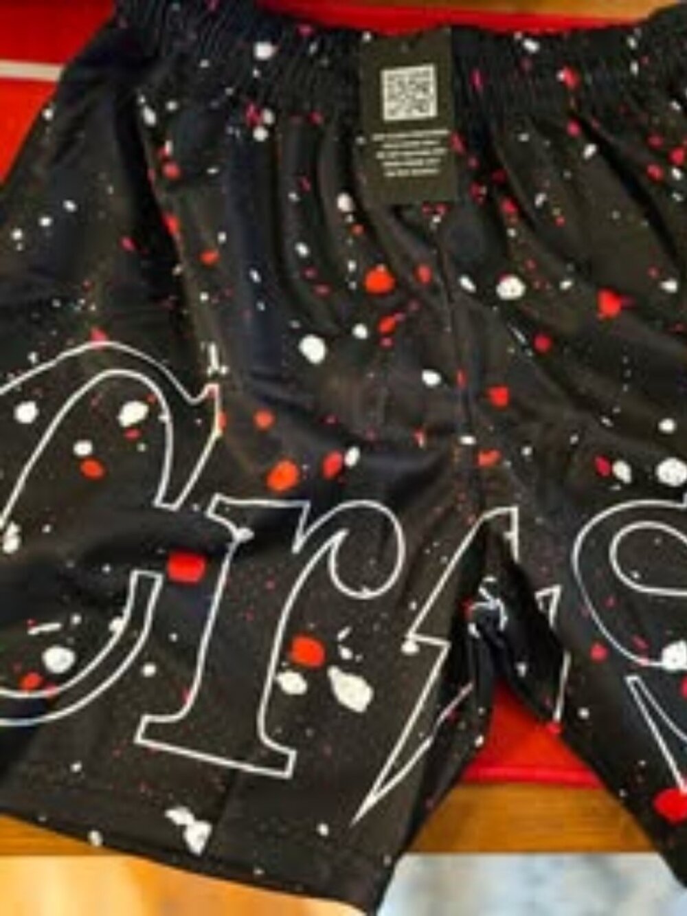 XLARGE CRISPY NYC BLACK paint splatter shorts